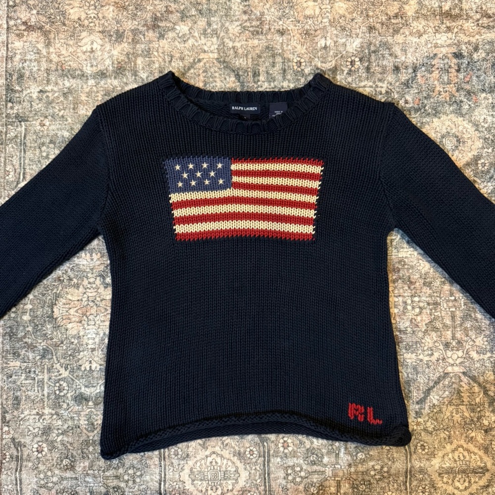 Ralph Lauren American Flag Navy Knit Sweater
